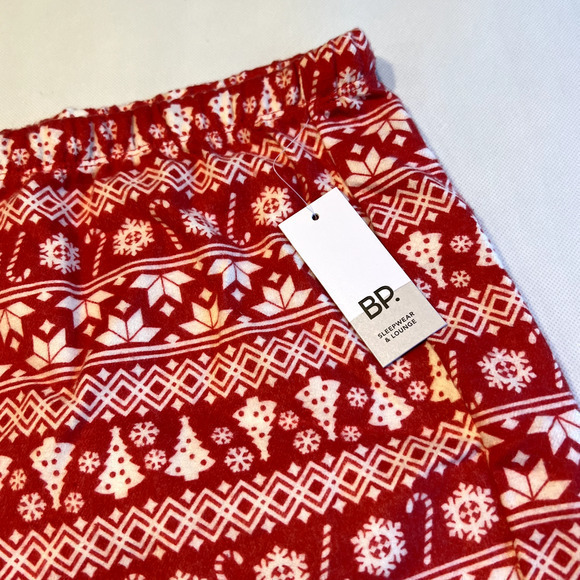 BP Holiday Pajama Shorts Christmas Trees Fair Isle Print Red White 1X - Picture 5 of 11